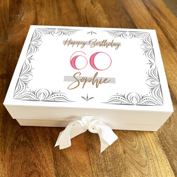 Deco Classic Gold Adult Any Age 60th Personalised Keepsake Birthday Gift Box