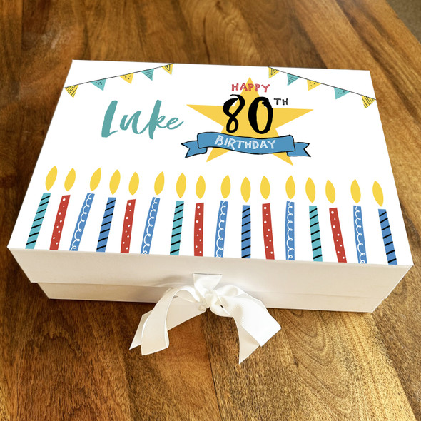Candles Party Cake Any Age 80th Personalised Keepsake Birthday Gift Box