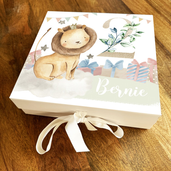 Lion Presents Bunting Kids Baby Any Age Personalised Keepsake Birthday Gift Box