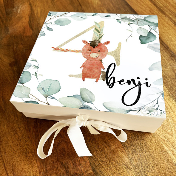 Baby Animal Kids Special 4th Age Leaves Personalised Keepsake Birthday Gift Box