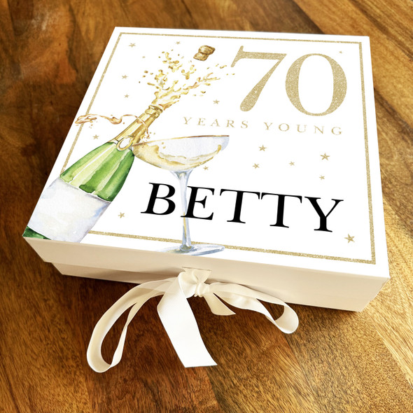 Champagne Pop Gold Confetti Any Age Personalised Keepsake Birthday Gift Box