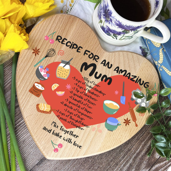 Heart Baking Recipe For An Amazing Mum Personalised Kitchen Serving Board