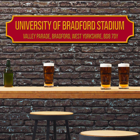 Bradford City University Of Bradford Stadium Red & Yellow Any Text Football Club 3D Street Sign