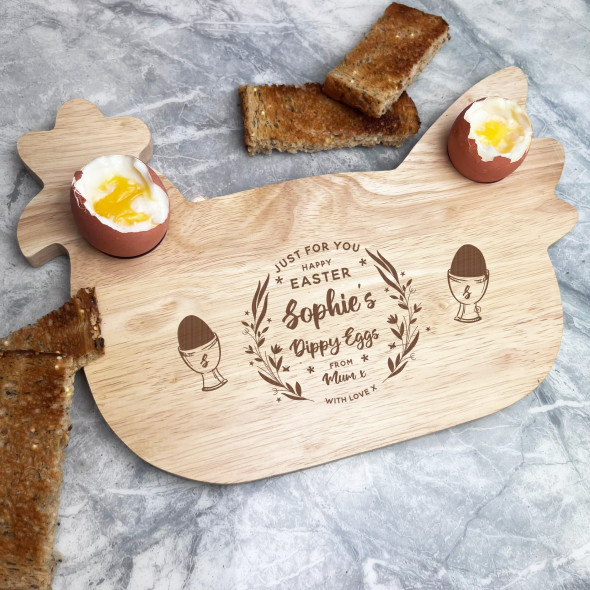 Dippy Eggs Happy Easter Personalised Gift Eggs Toast Chicken Breakfast Board