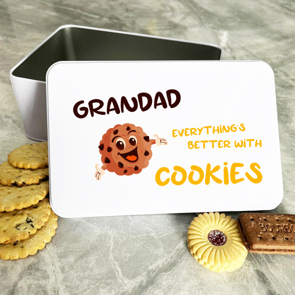 Better With Cookies Grandad Personalised Gift Cookies Treats Biscuit Tin