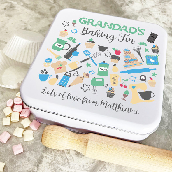 Granddad's Baking Kitchen Items Personalised Gift Baking Cake Tin