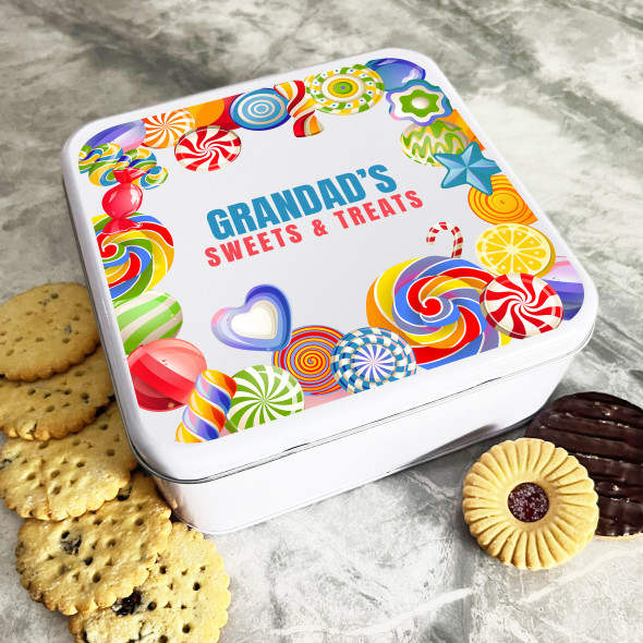 Granddad's Bright Lollipops Sweets Personalised Gift Biscuit Sweets Treat Tin