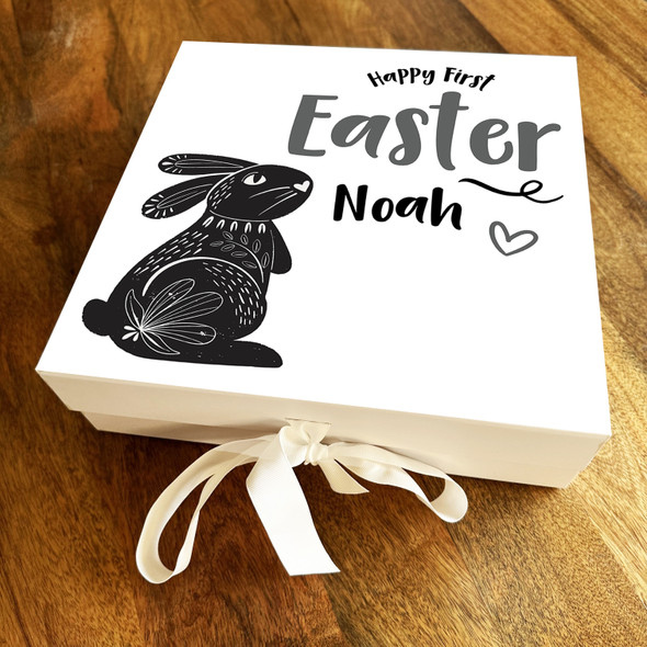 Black Rabbit First Easter Personalised Square Keepsake Hamper Gift Box