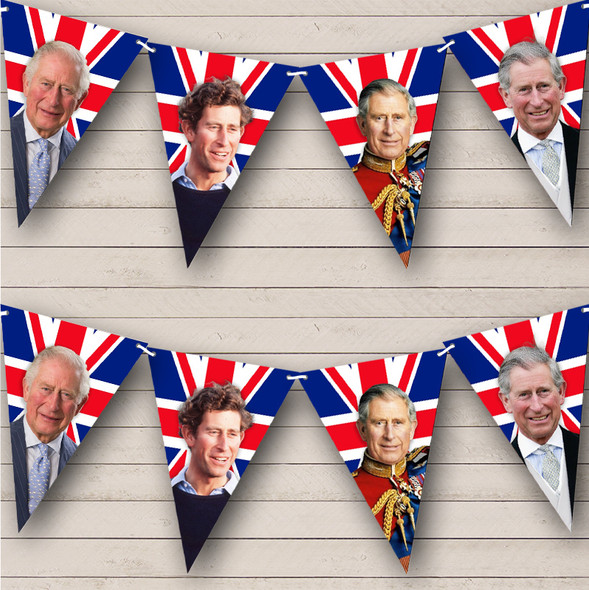 Portraits His Majesty King Charles Coronation Flag Banner Celebration Bunting