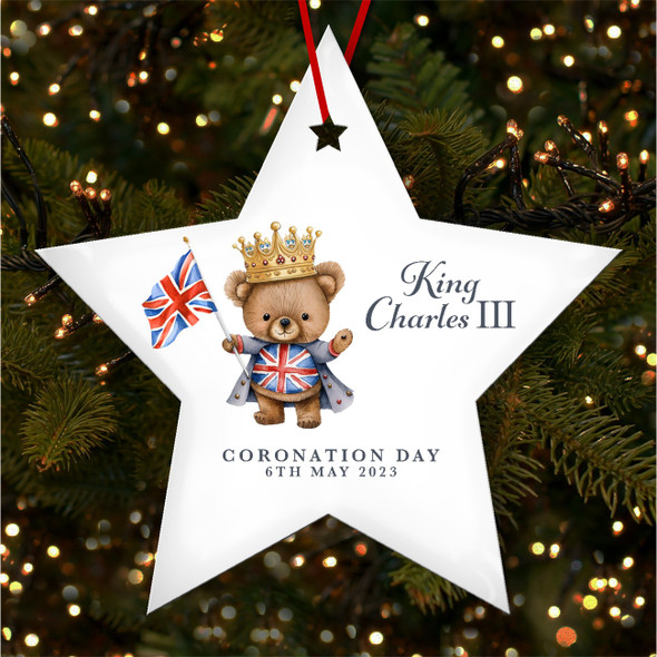 Bear UK Flag King Charles III Coronation Souvenir Star Hanging Ornament