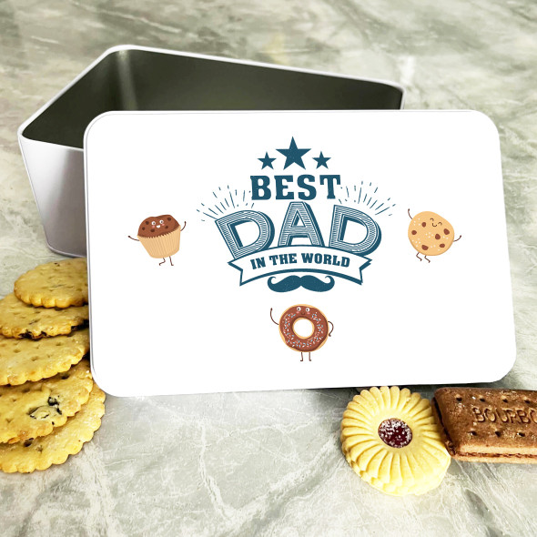 Best Dad Funny Pastry Characters Rectangle Personalised Treat Tin