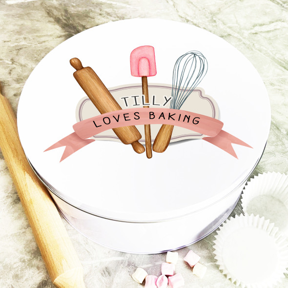 Round Pastel Love Baking Tools Personalised Cake Tin