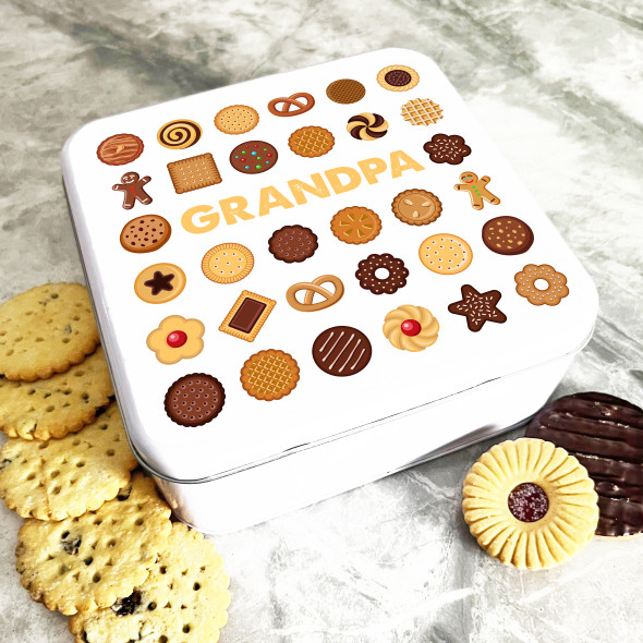 Square Cookies Assortment Grandpa Personalised Biscuit Tin