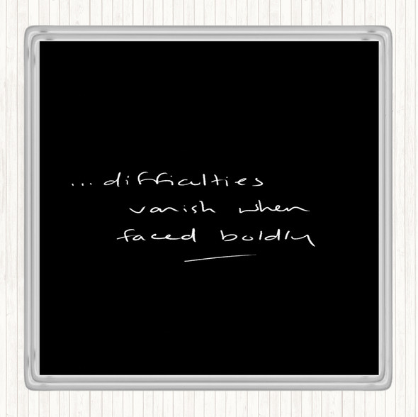 Black White Difficulties Quote Coaster
