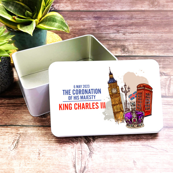 Big Ben Purple Crown London King Charles III Coronation Souvenir Tin