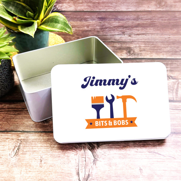 Blue Orange Tools Banner Personalised Bits & Bobs Tin