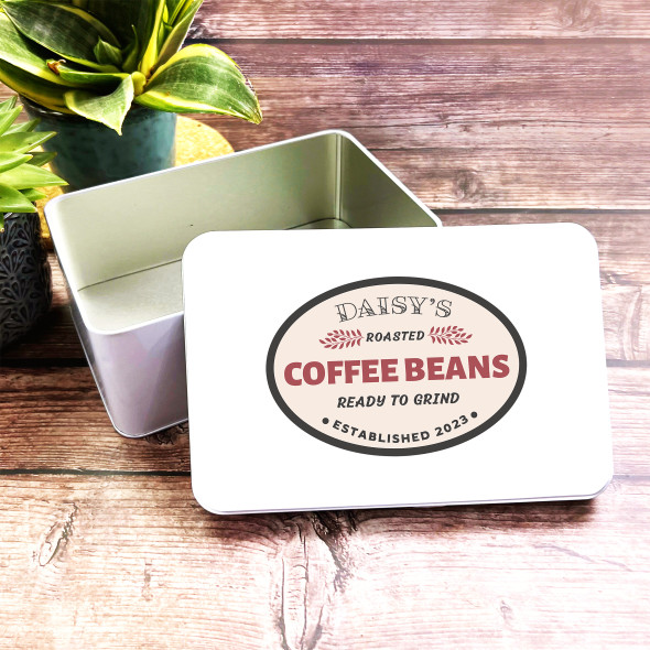 Coffee Beans Label Ready To Grind Personalised Coffee Tin