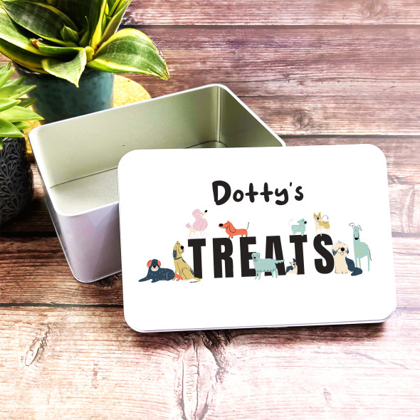 Colourful Funny Dogs Rectangle Personalised Treat Biscuit Tin