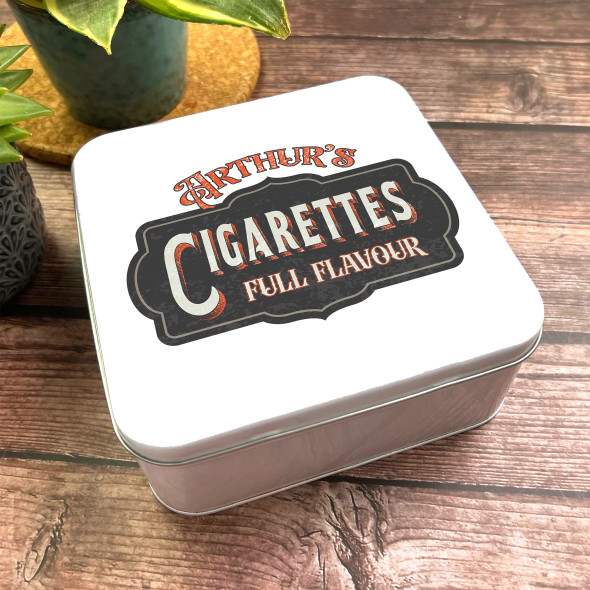 Square Tobacco Storage Vintage 40'S 50'S Print Advert Personalised Cigarette Tin