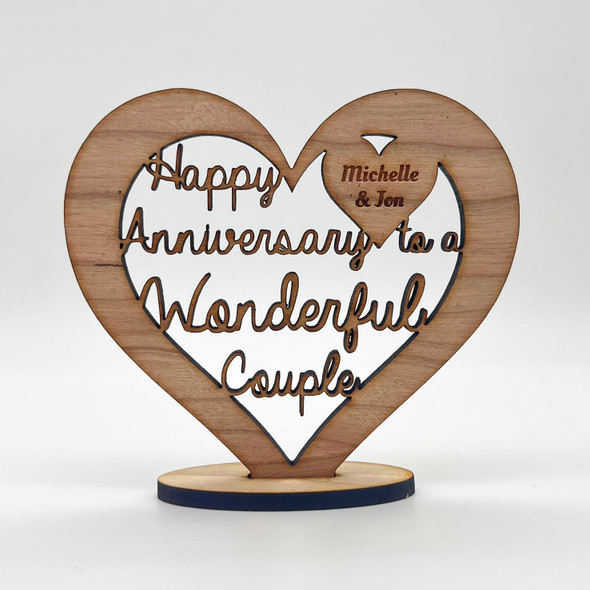 Happy Anniversary Wonderful Couple Keepsake Ornament Engraved Personalised Gift
