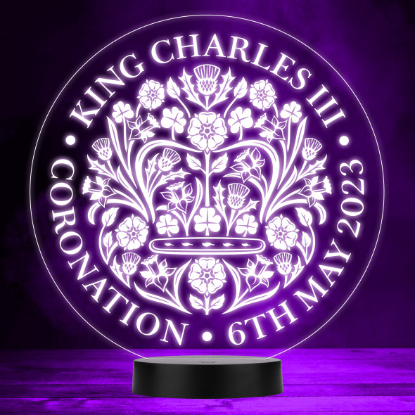 King Charles III Official Coronation Emblem Souvenir LED Colour Night Light