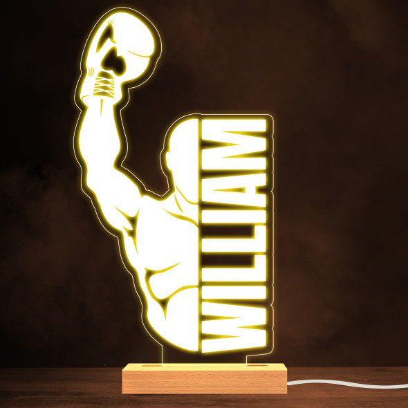 Boxer & Glove Silhouette Boxing Sports Fan Personalised Warm White Night Light