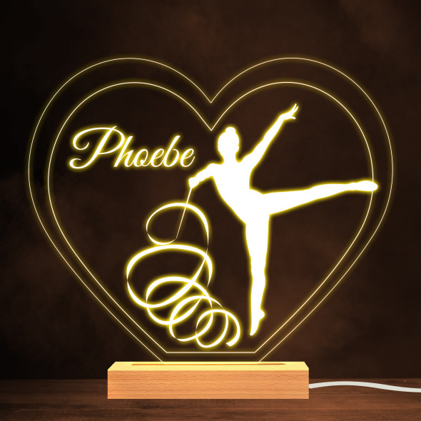 Silhouette Of A Girl & Ribbon Rhythmic Gymnastics Personalised White Night Light