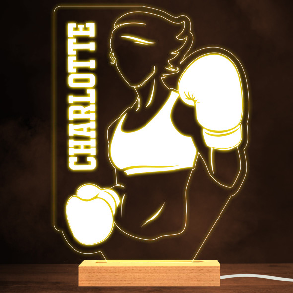 Boxing Girl In Gloves Boxer Sports Fan Personalised Warm White Night Light