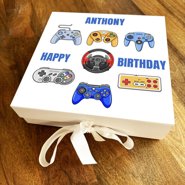 Square Gaming Controllers Birthday Gamer Bright Personalised Hamper Gift Box