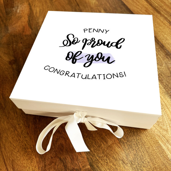 Square Purple Watercolour So Proud Of You Congratulations Personalised Gift Box