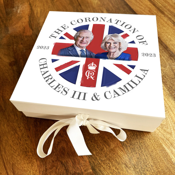 Square Charles & Camilla Cr Union Jack King Charles Coronation Gift Box
