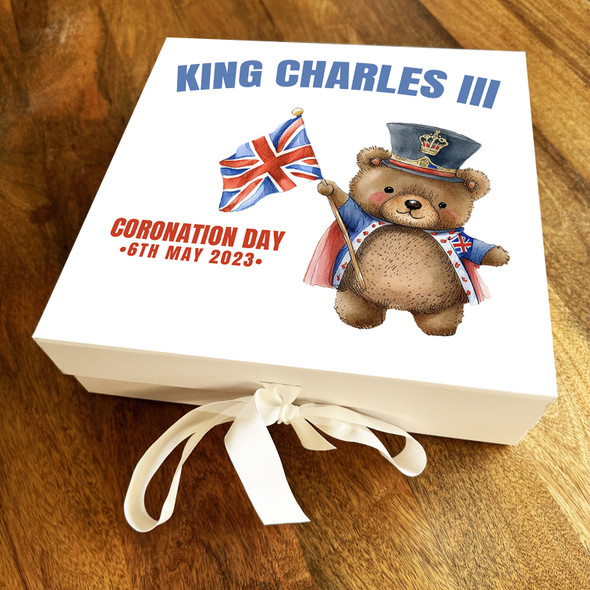 Square Teddy Bears Guard Union Jack King Charles Coronation Gift Box
