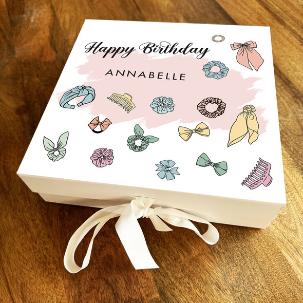 Square Colourful Hair Accessories Beauty Lover Birthday Personalised Gift Box