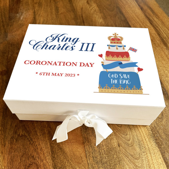 God Save The King Tiered Cake King Charles III Coronation Personalised Gift Box