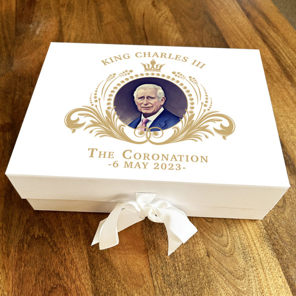 Gold Frame His Majesty King Charles III Coronation Personalised Hamper Gift Box