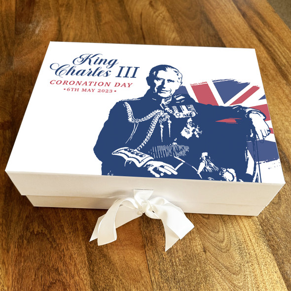 Navy His Majesty UK Flag King Charles III Coronation Personalised Gift Box