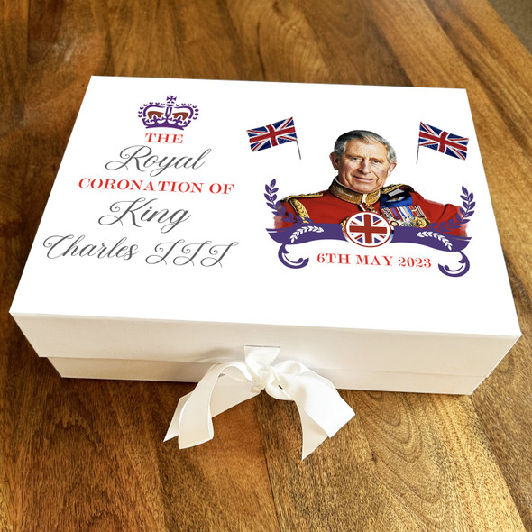 Patriotic Flags Royal Painted King Charles III Coronation Personalised Gift Box