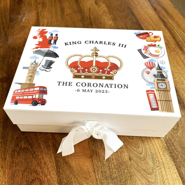 UK Big Ben Bus London Eye King Charles III Coronation Personalised Gift Box