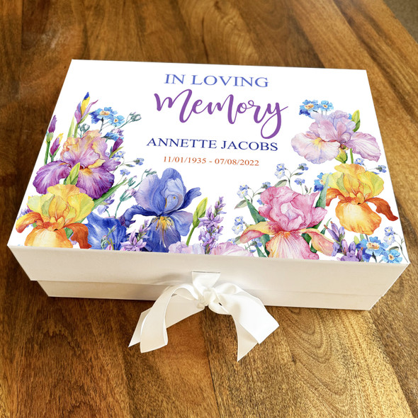 Bright Floral Loving Memory Memorial Personalised Memory Keepsake Box