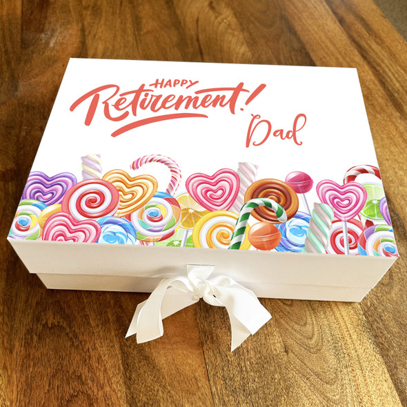 Colourful Candies Retirement Stripes Rectangle Personalised Hamper Gift Box