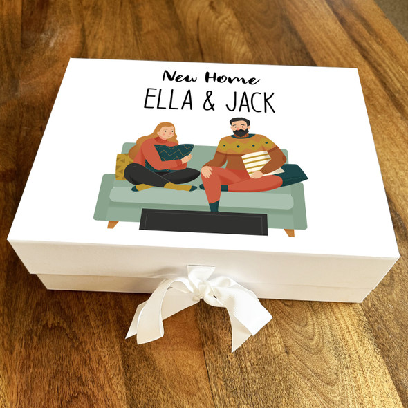 Couple On Couch New Home Moving Personalised Hamper Gift Box