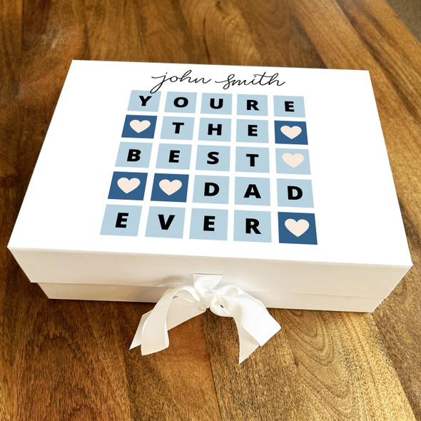Crossword Puzzle Hearts The Best Dad Ever Blue Personalised Hamper Gift Box