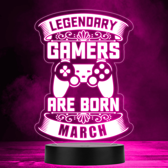 Video Gaming Legendary Gamers Birthday March Personalised Gift RGB Night Light