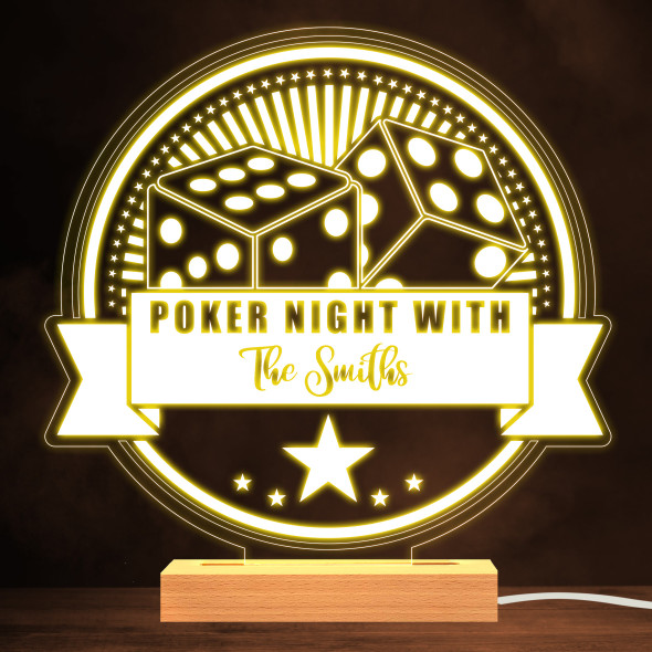 Poker Night Dice Stars Family Casino Personalised Gift Warm White Night Light