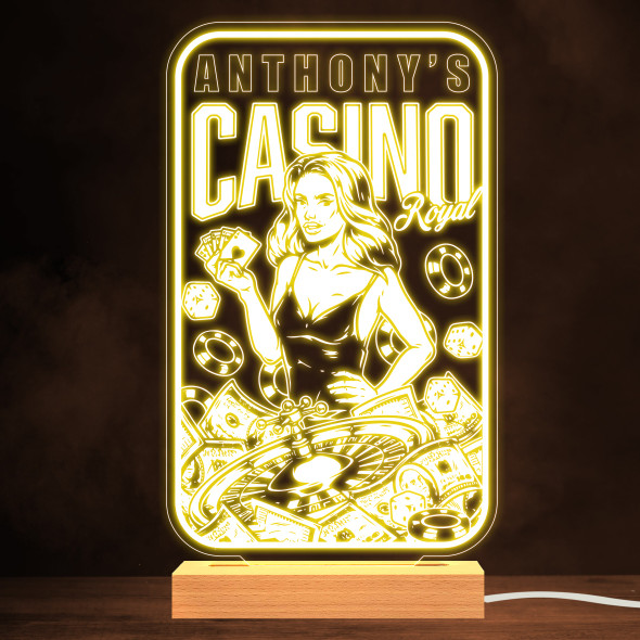 Sexy Female Casino Poker Playing Cards Personalised Gift Warm White Night Light