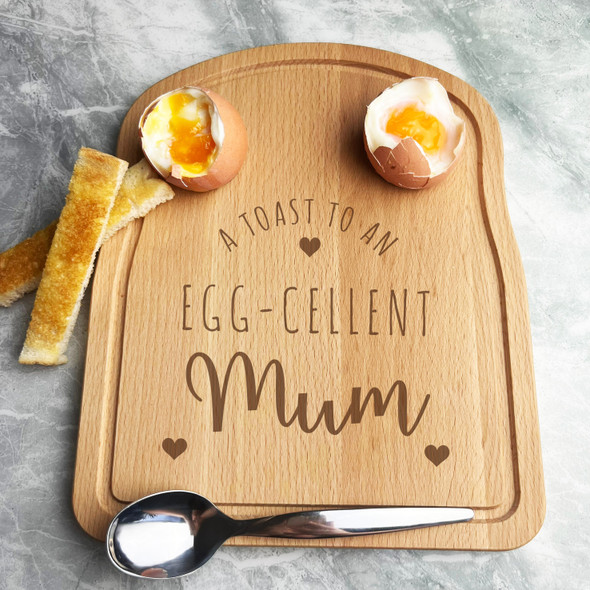 Boiled Eggs & Toast Mum Personalised Gift Breakfast Serving Board