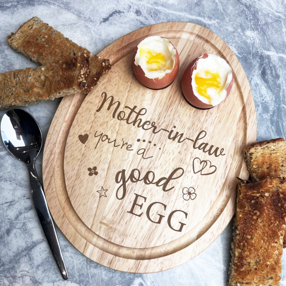 Boiled Eggs & Toast Mother-in-law Good Egg Personalised Gift Breakfast Board