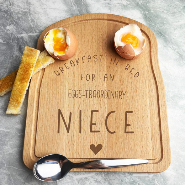 Breakfast In Bed Niece Toast & Egg Personalised Gift Breakfast Serving Board