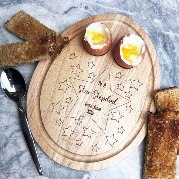 Stars Border To A Star Stepdad Personalised Egg Breakfast Serving Board