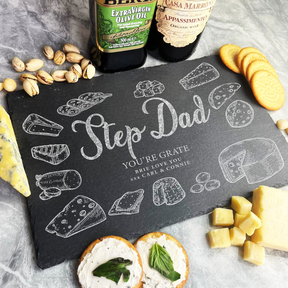 Step Dad You're Grate Father's Day Birthday Personalised Slate Cheese Board